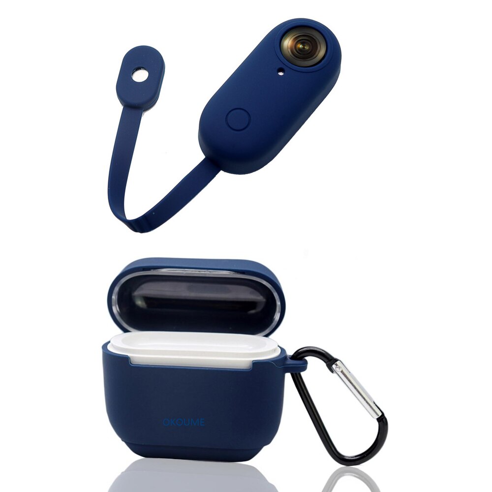 Copertura del Silicone Custodia Protettiva per Insta360 Go Protector Camera e Casella di Ricarica Accessori: Dark-blue