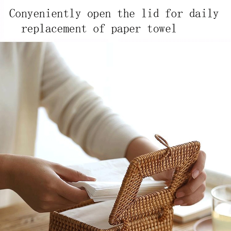 Rattan Tissue Box Home Decoration Handmade Desktop Tissue Rattan Tissue Box For Barthroom,Home,Hotel And Office