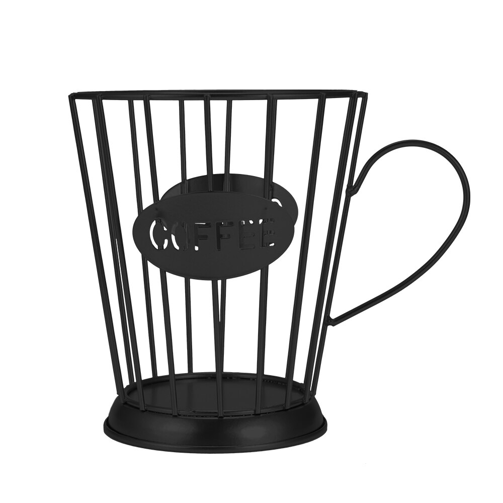Iron Fruit Basket/Coffee Capsule Storage Basket Coffee Cup Shape Fruit Coffee Pod Storage Box For Home Cafe Decoration: Black L