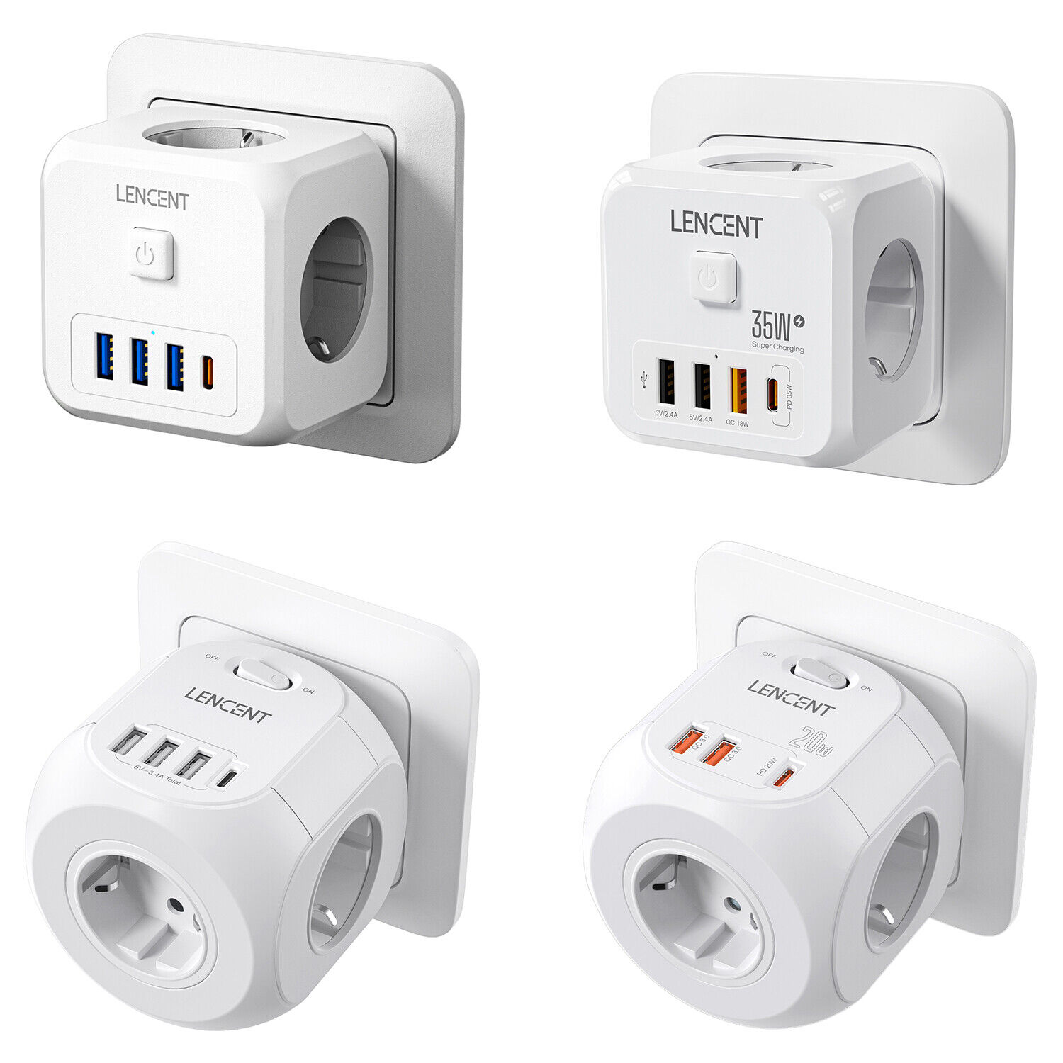 LENCENT USB Steckdosenwürfel Ohne Kabel Steckdo... – Grandado