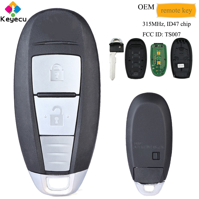 KEYECU OEM Smart Remote Control Car Key With 2 Button 315MHz ID47 Chip - FOB for Suzuki Swift 13 14 15 P/N: TS007