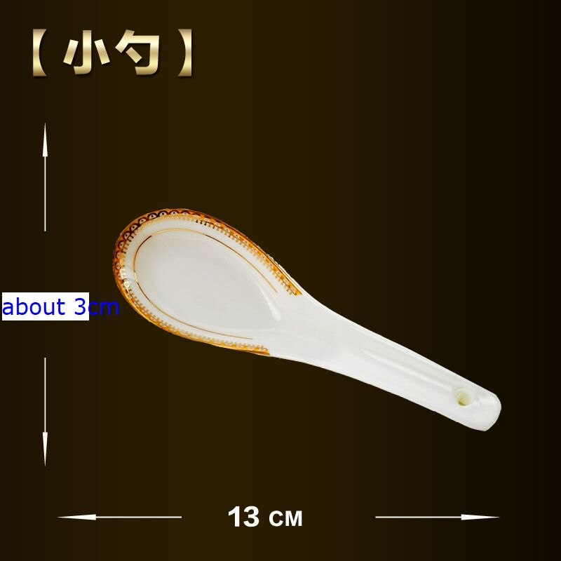 White Ceramic Tableware with Golden Floral Luxury Dinner Set Plates and Dishes Dinnerware Ceramic Bowls and Plates Spoon: 1 piece 13cm spoon