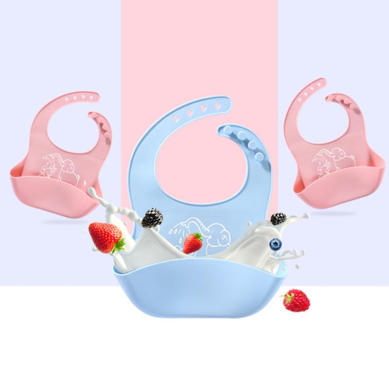 Ajustable Baberos de bebé delantal Bandana EVA de silicona de grado de alimentos de dibujos animados impermeable Baberos para comer de Niños Accesorios
