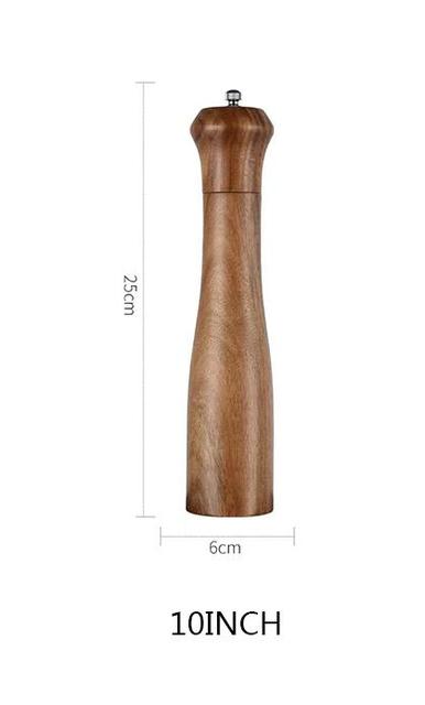 5" 8" 10" Salt and Pepper Grinder, Solid Wood Spice Pepper Mill with Strong Adjustable Ceramic Grinder Kitchen Cooking Tools: 10-inch grinder