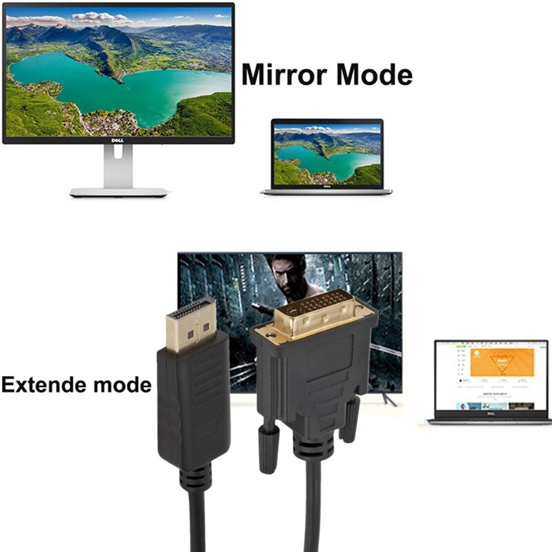 Convertidor DP a DVI de 1080P, Cable DisplayPort macho a DVI-D, 24 + 1 Pines, adaptador de pantalla para Monitor de entrada DVI, 1,8 m