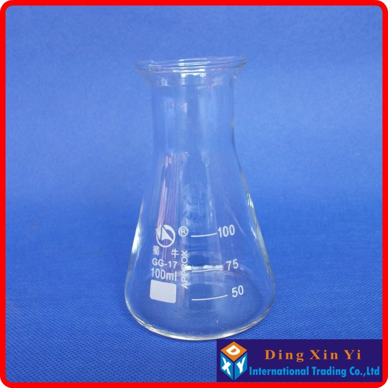 (4 pcs/lot) 100ml Glass Erlenmeyer Flask glass conical flask 100ml Laboratory use glass triangle flask BORO glass,GG17,Pyrex