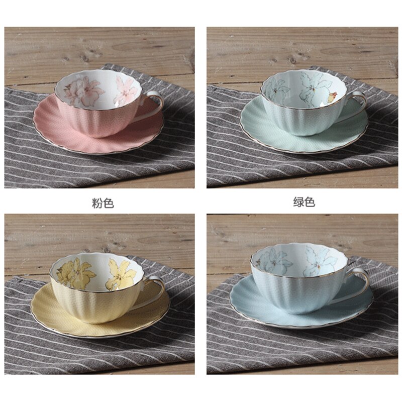 Europæisk luksus bone china kaffesæt blomst topkvalitet porcelæn kaffekop og underkop perle glasur j
