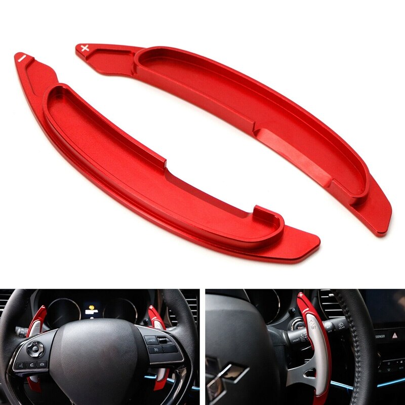 Red Aluminum Alloy Steering Wheel Paddle Shifter Extension for Mitsubishi Lancer Evo X