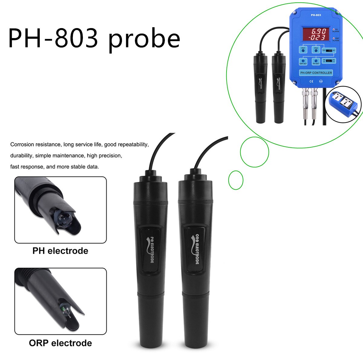 Replacement Glass probe Electrode for digital 7 IN 1/5 IN 1/3 IN 1 tds ec ph ORP temp tester 40% OFF: PH-803 probe