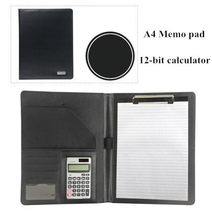 A4 Manager File Folder with Calculator Memo Pad Conference Document Bag Business Organizer Briefcase School Office Stationery: C Black