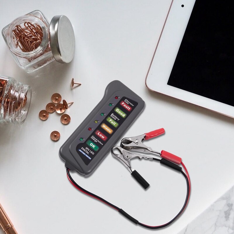 12V Car Battery & Alternator Tester - Test Battery Condition & Alternator Charging (LED indication)