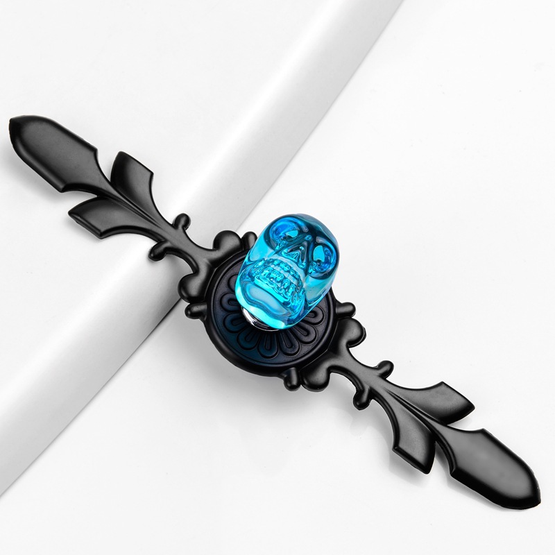 Furniture Handle Simple European Style Crystal Skull cupboard handles Wardrobe door knobs Hardware handles for furniture: Blue Black 120mm