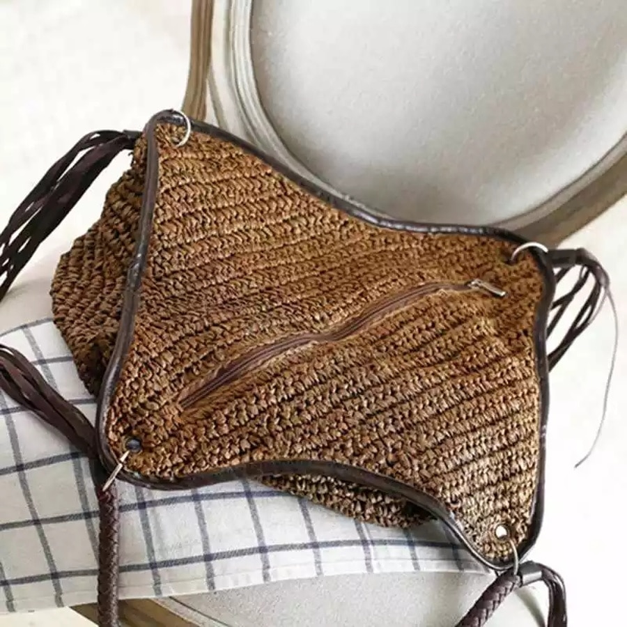 Bohemian Stro Vrouwen Schoudertassen Casual Grote Capaciteit Rotan Bakken Geweven Rieten Kwastje Emmers Dame Handtassen Zomer Strand Sac