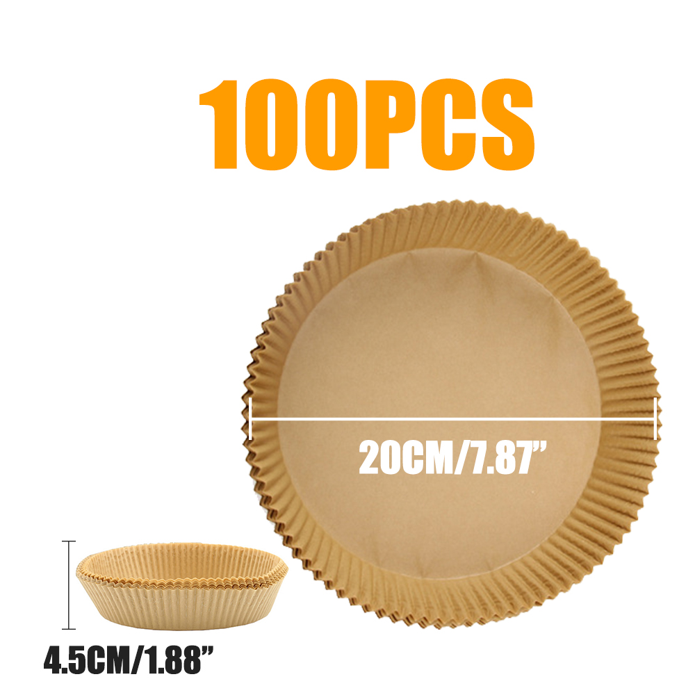 Air Fryer Special Paper High Temperature Oil-absorbing Paper Food Pad Paper Baking Disposable Home Baking Oven Air Fryer Pad: 100 Pcs 20cm Round