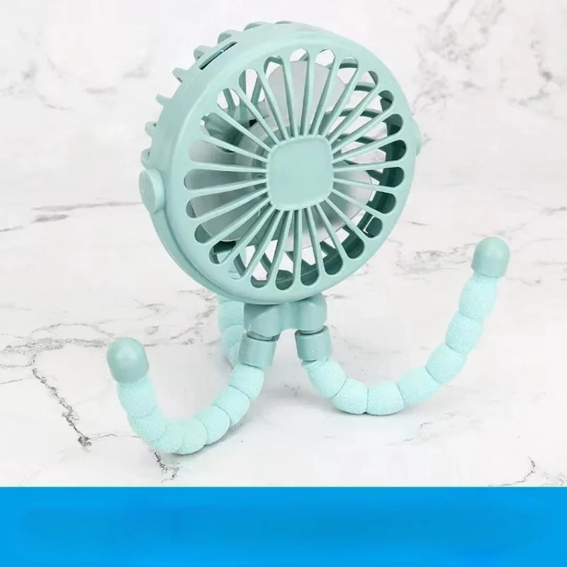 Ventilador dobrável portátil usb, ventilador portátil para carrinho de bebê ao ar livre, mini ventilador multifuncional pequeno mudo de verão: CÉU AZUL