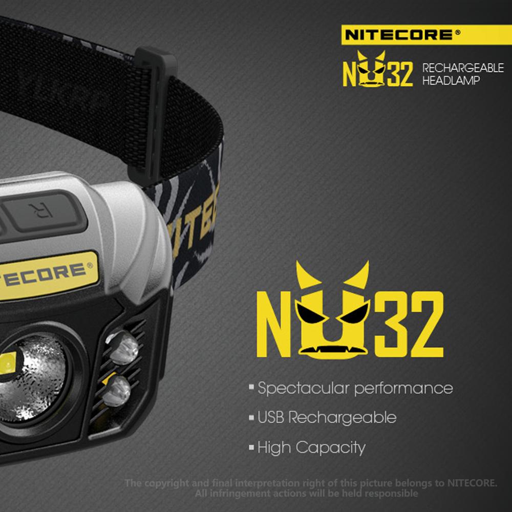 Nitecore  nu32 550 lumens usb oplaadbare lichtgewicht hoofdlamp met ingebouwde batterij, kan worden gebruikt voor kamperen in de buitenlucht, enz.