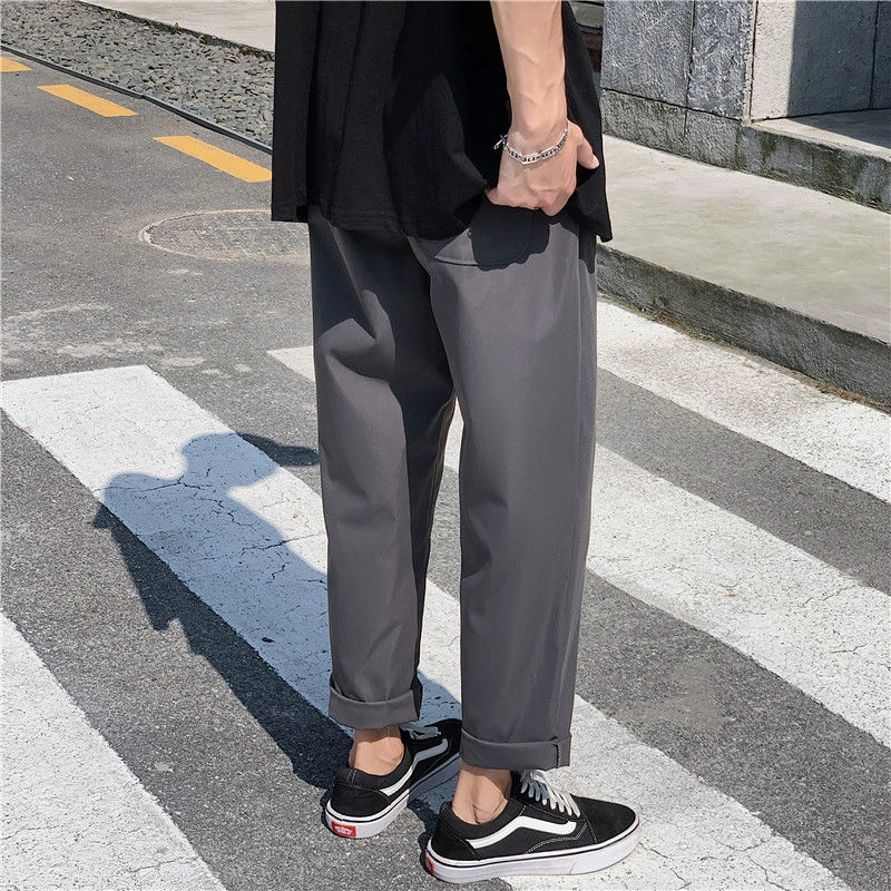 Forår og sommer ungdom populære løse ensfarvede koreanske bukser afslappet vilde ni point bukser s -3xl