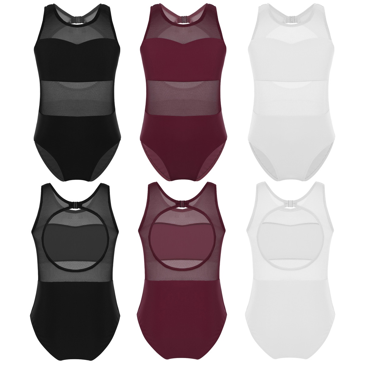 Børn piger krop ballet trikot ballerina fest ærmeløs mesh splejseudskæring ryg pige ballet dans gymnastik trikot jumpsuit