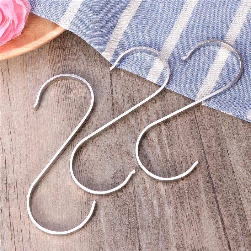 6pcs S Hooks S Shape Metal Hooks Heavy Duty 304 Stainless Steel Flat Hooks S Shape Hangers for Hanging Plants Pots Pans