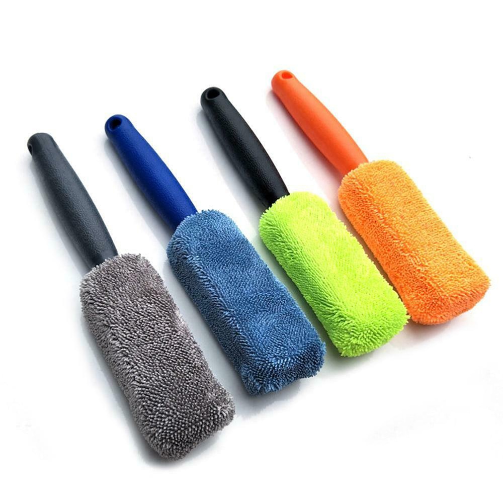 1pcs Portable Microfiber Wheel Tire Rim Brush Auto Kofferbak Motorfiets Bike Autobanden Motor Wassen Handle Washing Cleaner