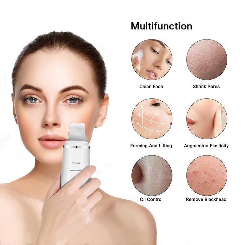 Facial Peeling Cleaner Device Ultrasonic Scrubber Massager Machine Skin Scrubber Cleaning Face Shovel Tool