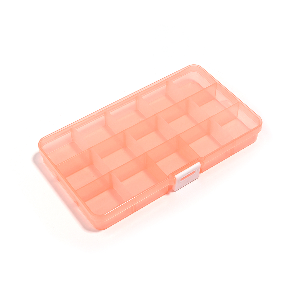 10/15 Grids Plastic Jewelry Box Storage Case Craft Jewelry Beads Earrings Compartment Adjustable Display Organizer Container: Orange