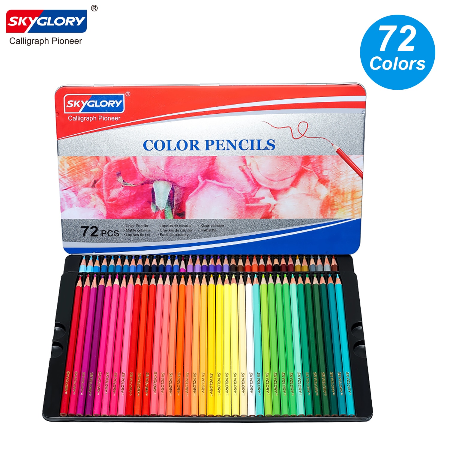 Caixa de estanho 12/72 lápis coloridos conjunto pre-aguçado óleo cor lápis arte suprimentos para crianças estudantes artistas desenho desenho desenho esboço: 72pcs