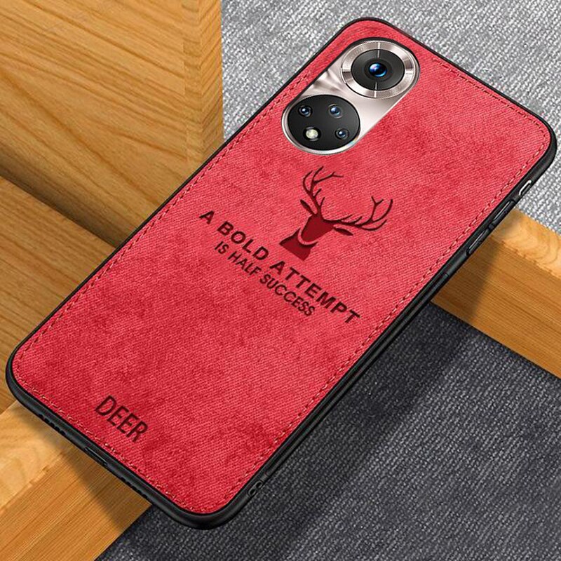 Negócio pano macio cervos caso de telefone para huawei honor 50 / 50 lite/50 pro silicone + capa para computador: Honor 50 Pro / RedD