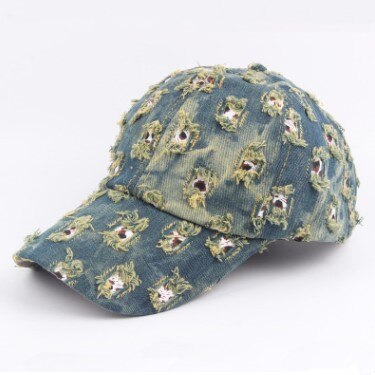 Xdanqinx damekasket vintage gammelt hul dekoration cowboyhatte til kvinder justerbar størrelse vasket denim personlighed hip hop hat: Farve 1