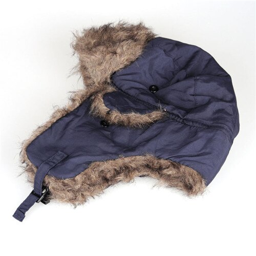 Brand Unisex Trapper Bomber Winter Warm Russian Trooper Ear FLAPS Winter Ski Hat Men Women Cap Bomber Hats: Navy