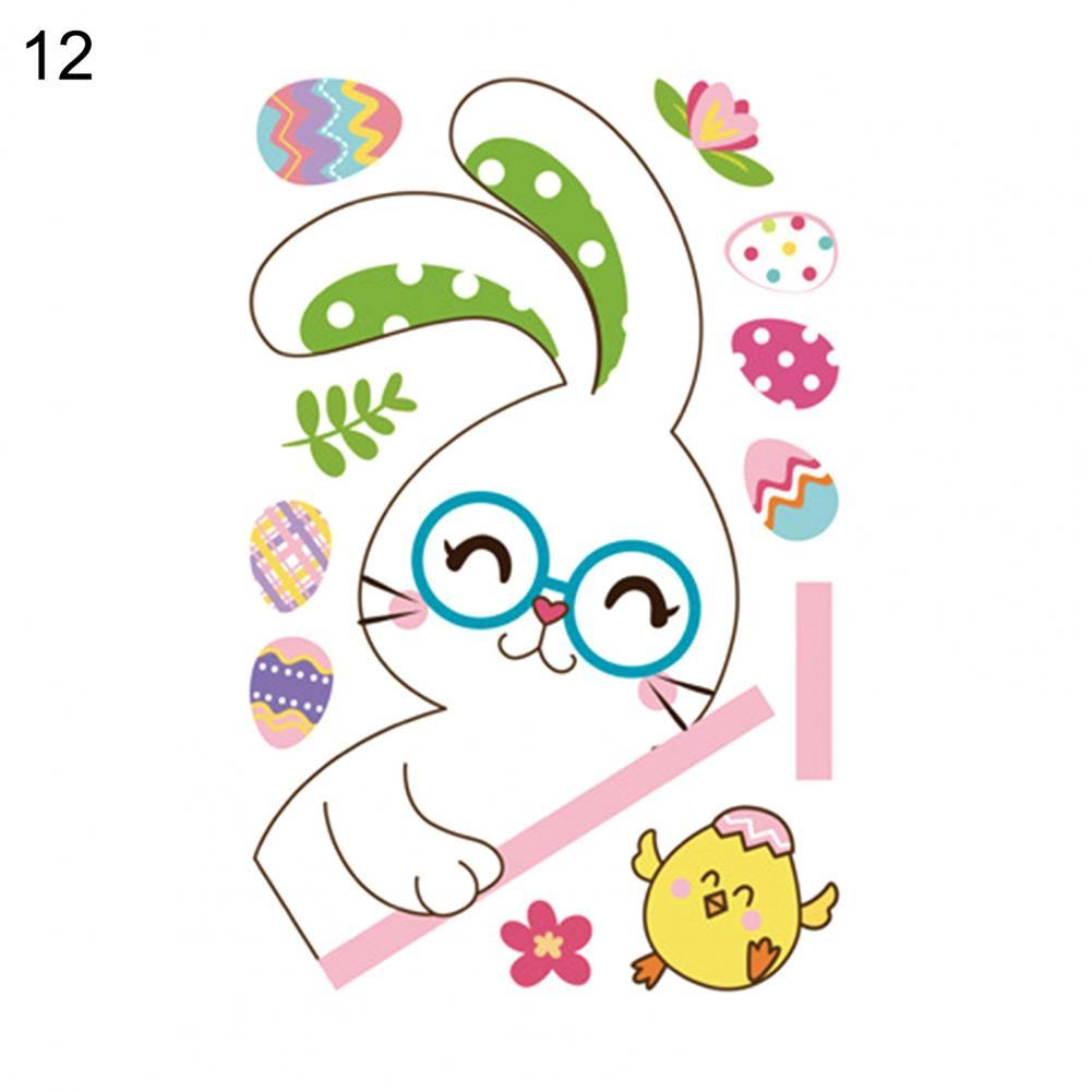 Happy Easter Window Stickers Bunny Easter Window Clings Decorations for Home Decals: 12