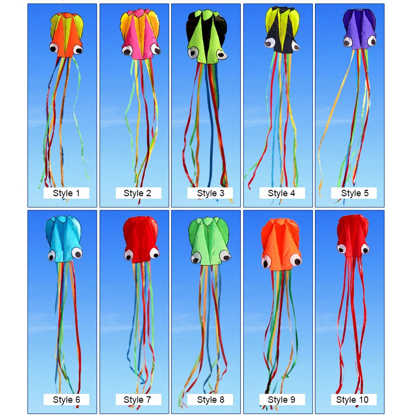 3D Kite Frameless Soft Parafoil Octopus Flying Kite Outdoor Sports Toy Children Kids Funny Kites Easy to Fly Power Kite