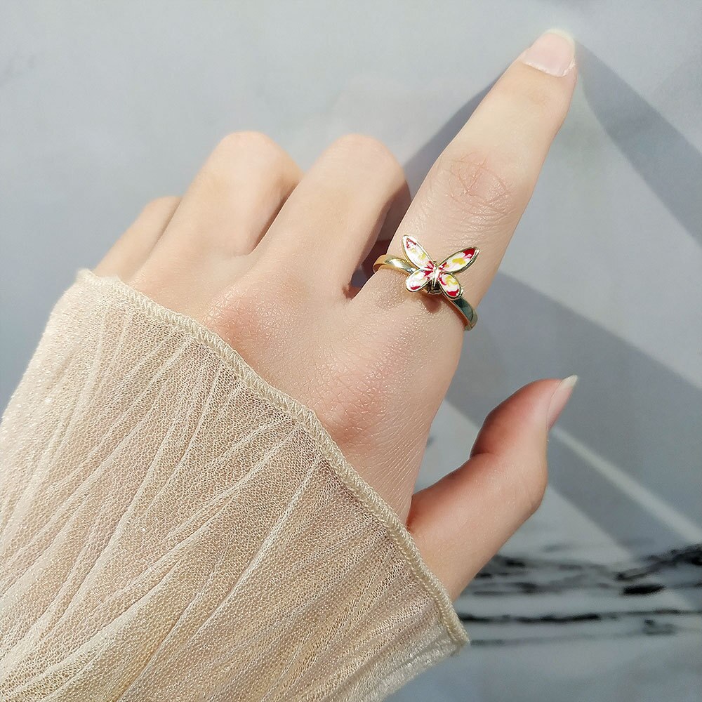 Vintage Vlinder Ringen Voor Vrouwen Draaien Fidget Spinner Ring Anti Stress Angst Ringen Vrouwelijke Sieraden Bague