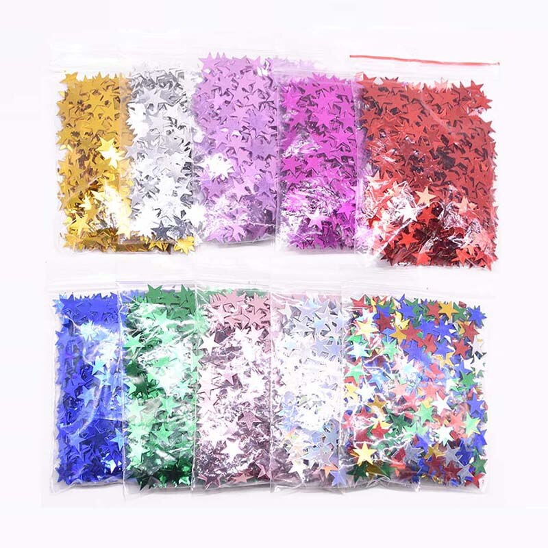 15g/bag 6mm/10mm Acrylic Stars Table Confetti Sprinkles for Wedding Birthday Party Decoration Confetti Nail Art Craft Supplies