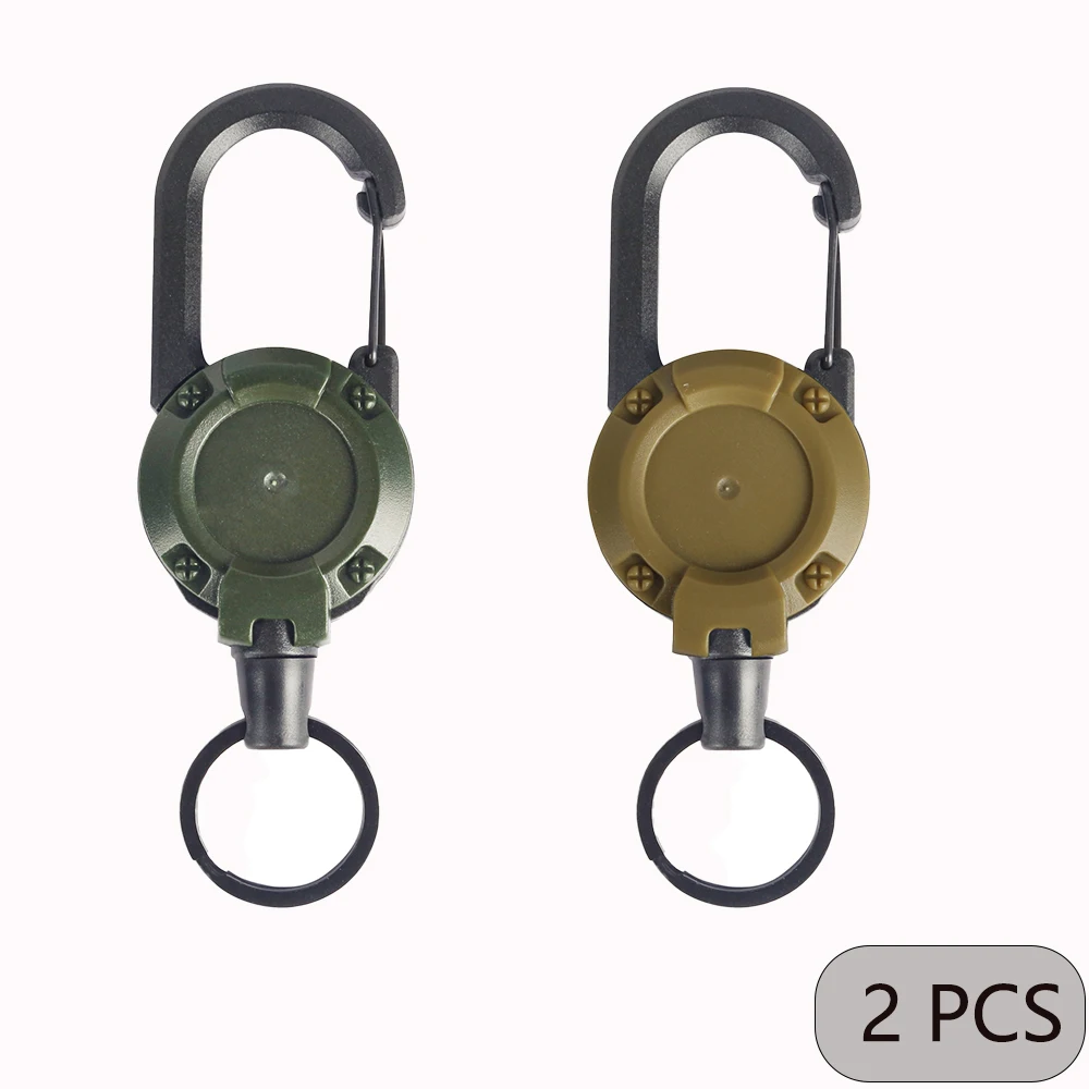 1/2/4 Uds soportes retráctiles extensibles llavero carretes de insignia Clip resistente con mosquetón llavero para hombres bolsas al aire libre: Azul