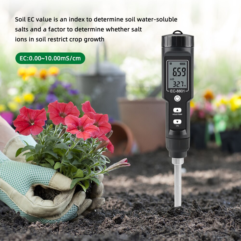 Digital Waterproof EC Soil Tester Temperature Meter Automation Measurement Instrument Analysis for Testing Garden Farm Planting