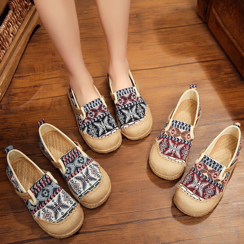 SONDR bordado vintage casual mujeres zapatos chinos planos slip on zapatillas mujer primavera y otoño oxfords punta redonda ayakkabi