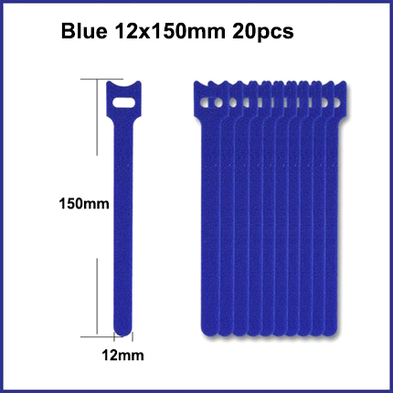 10pcs/Releasable Cable Ties Plastics Hook Loop Fastening Reusable Cable Ties Nylon Loop Wrap Zip Bundle T-type Cable Tie Wire: Blue 12x150MM