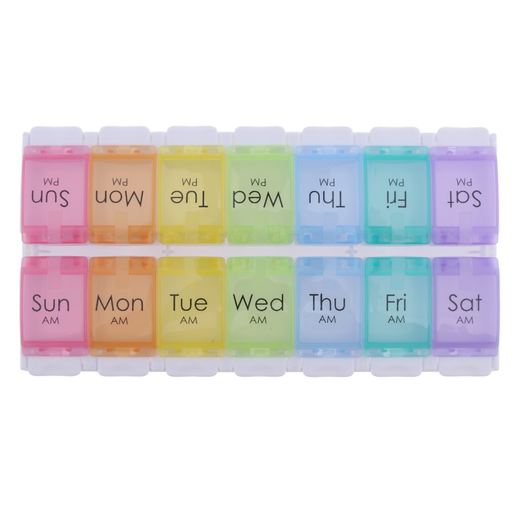 Small Pill Organizer 7 Day Weekly Travel Case AM PM Medication Reminder Pill Box( 14 Compartments）