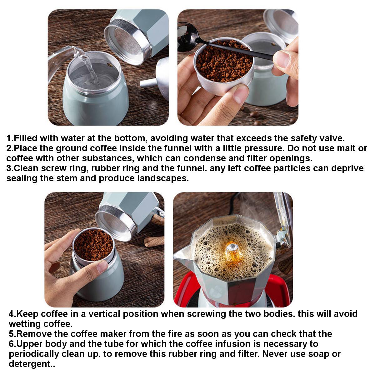 3 cups of 150ml/300ml Mokarate coffee machine Italian Mocha espresso aluminum cup octagonal percolator Conro coffee machine