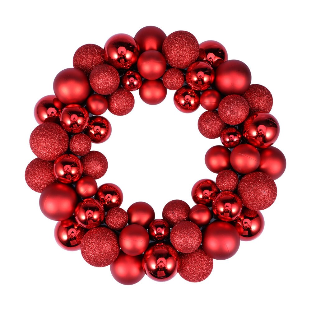 Christmas Wreath Ball Ornaments Shatterproof Front Door Window Hanging Xmas Decoration for Event Indoor Outdoor Use (Gol: Red