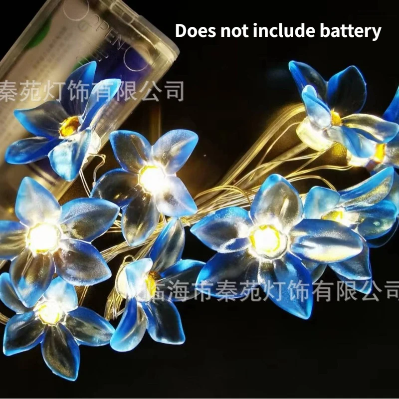 10/20LEDS Lilie Fee Lichterketten Rosa Blaue Blume String Lampen Batterie Betrieben Für Outdoor Weihnachten Girlande Dekoration
