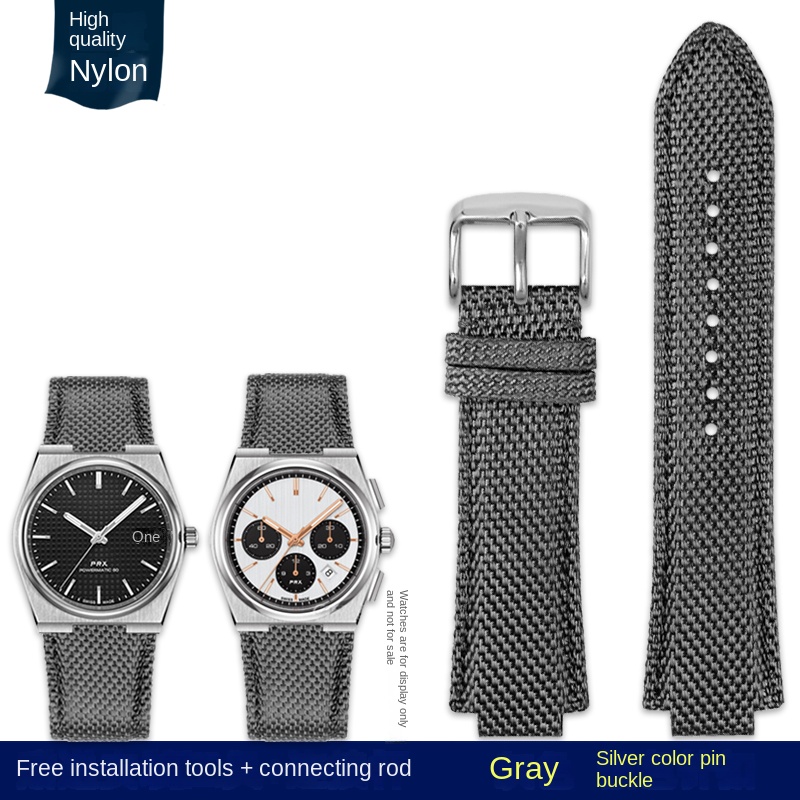 Para reloj de hombre Tissot 1853 Super Player PRX Series T137.410 correa de reloj de cuero de nailon modificado 26-12mm correa de reloj de boca convexa: Beige