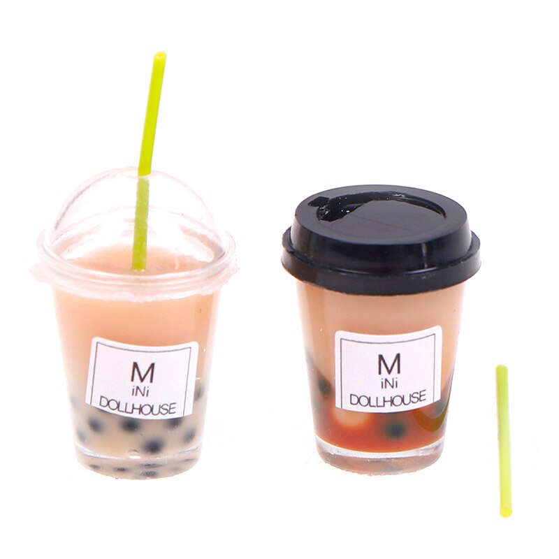 Thee Water Cup Aardbei Banaan Miniatuur Poppenhuis Accessoires Cups Keuken Speelgoed Mini Milkshake Ijs Citroen Melk Fruit