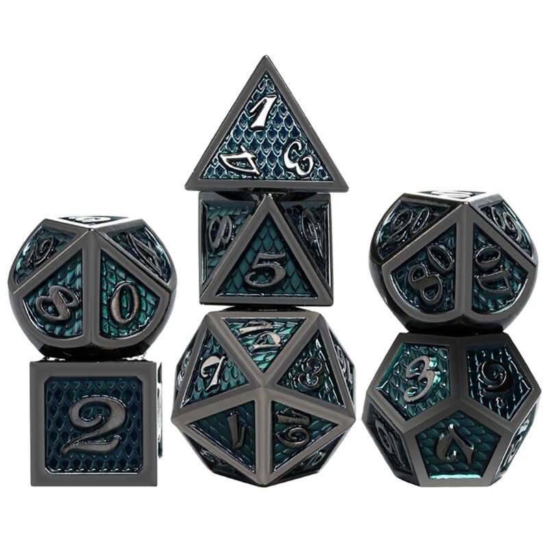 7pcs/set Metal Dice Set RPG MTG DND Metal Polyhedral Dice Role Playing Games: G