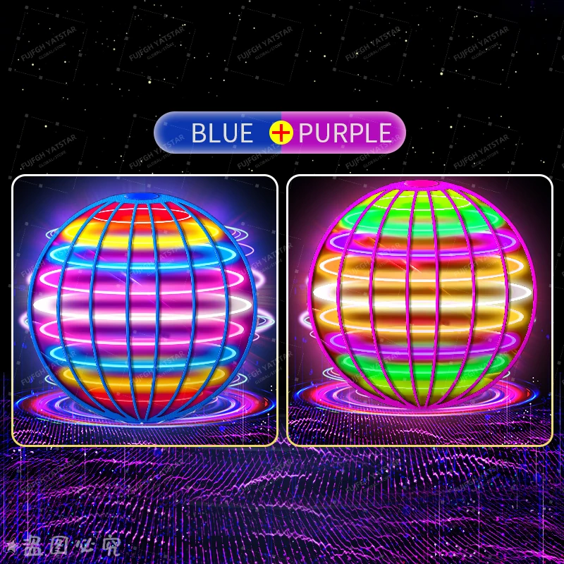 Flying Rotating Ball Dart Toy Luminous Magic Toy Ball Children's Handheld Control Color LED 360 ° Rotating Suspended Ball: black