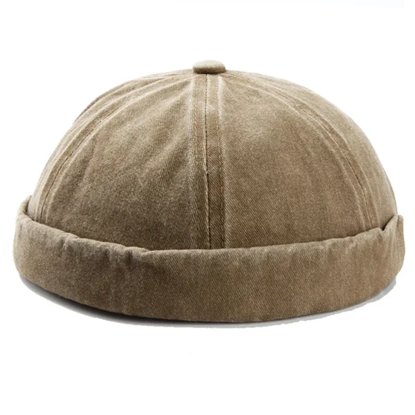 Gewassen Docker Beanie Brimless Cap Hoed zonder vizierkap Effen kleur Retro Vintage Street Style Lente Herfst Outdoor Gorras: XS / Khaki