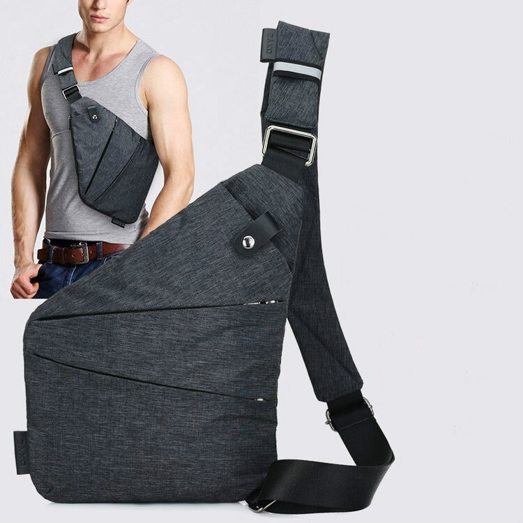 digital storage bag canvas chest bag crossbody sports waist bag multi-function close-fitting shoulder anti-theft bag: Default Title