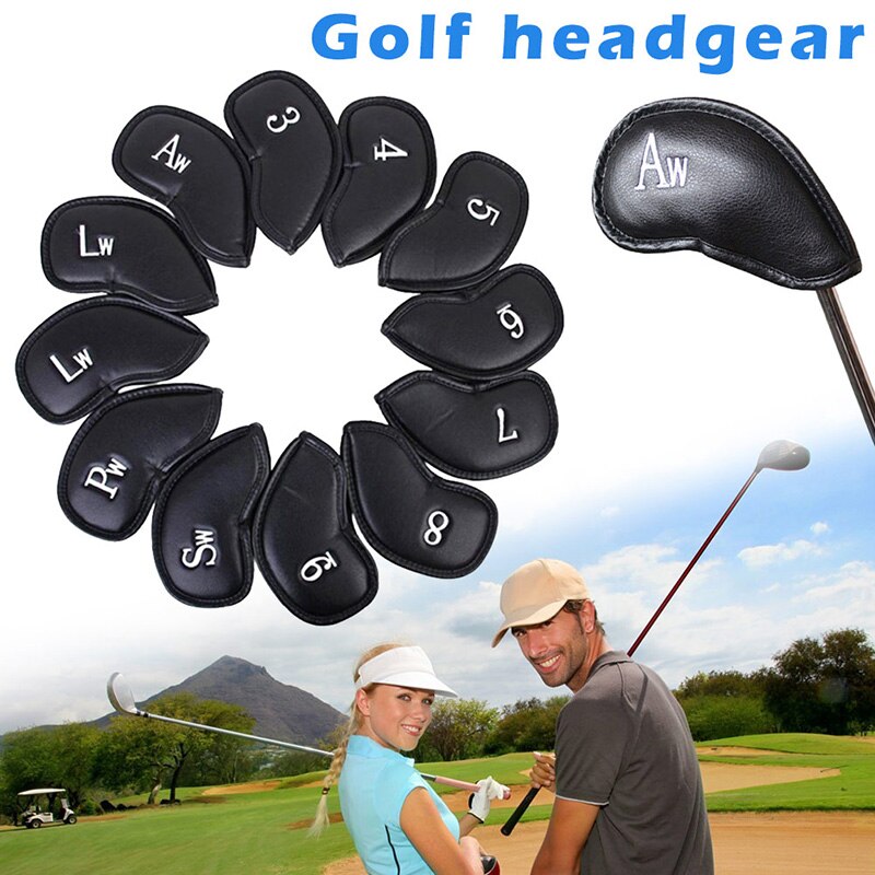 12 stuks golfijzerkophoezenset, universele ijzerhoezen met geborduurde nummers