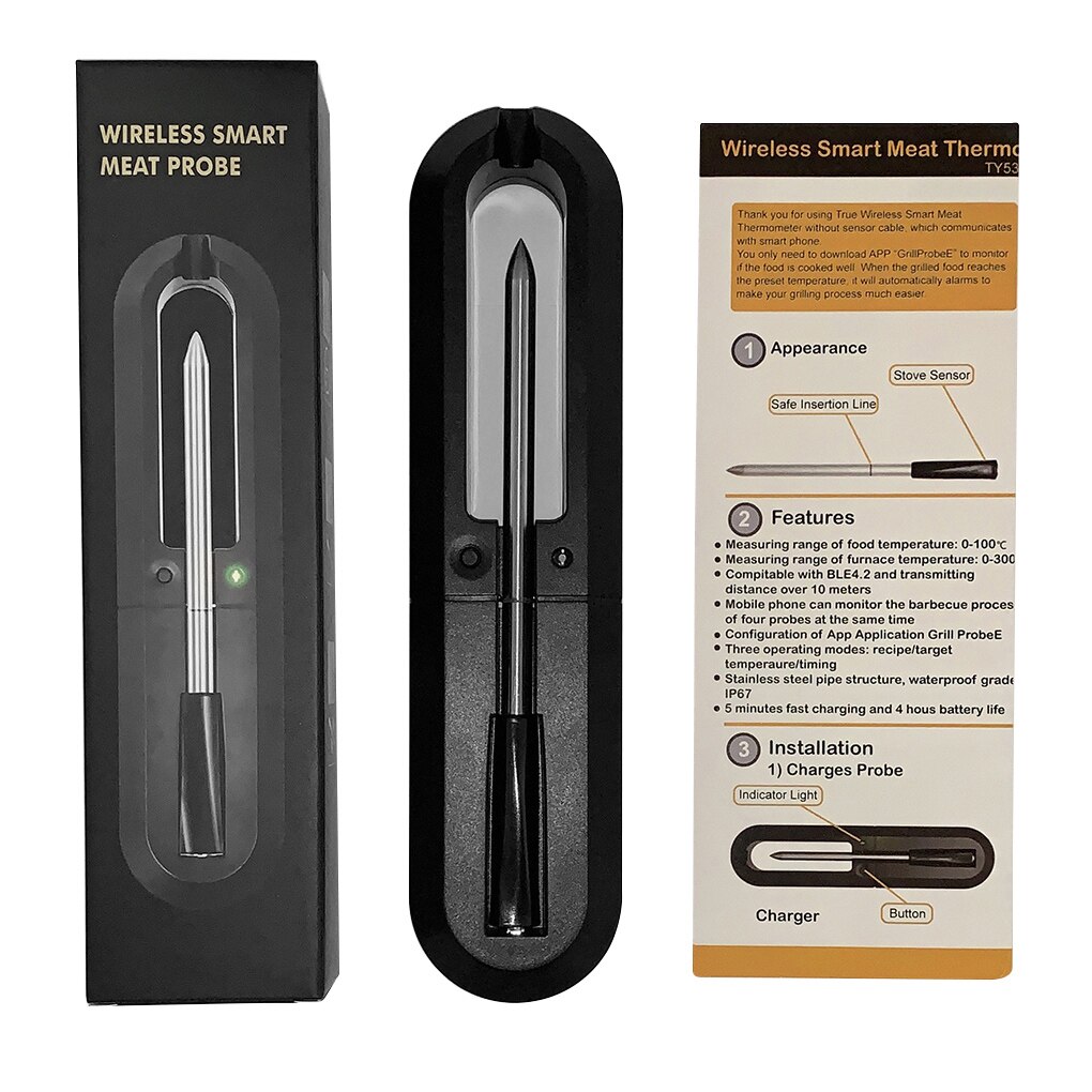 Sonde alimentaire pour viande sans fil, thermomètre pour barbecue et Steak, Bluetooth, électronique, outils de cuisson pour BBQ: Not Battery